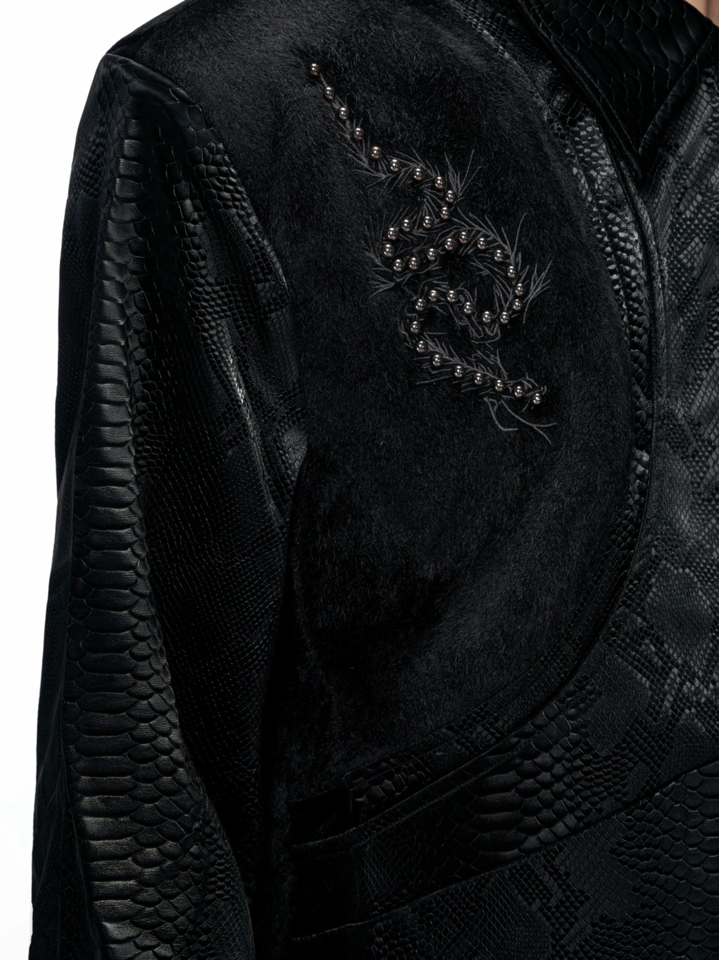 Crocodile Pattern Rivet PU Leather Jacket WN20518