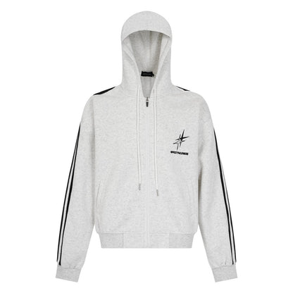 Stripe Zipper Hoodie & Wide Leg Drawstring Sweatpants Setup WN27993