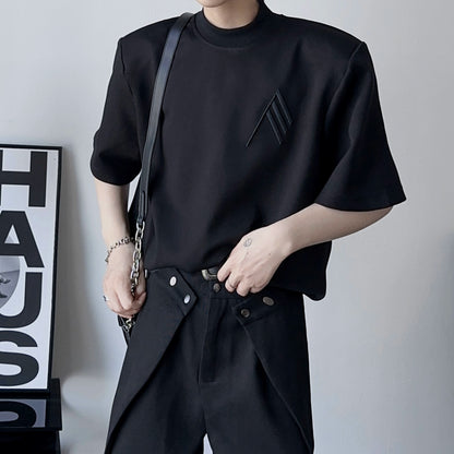 Oversized Shoulder Pad Short Sleeve T-Shirt WN19339