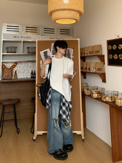 White Basic Short Sleeve T-Shirt WN19745