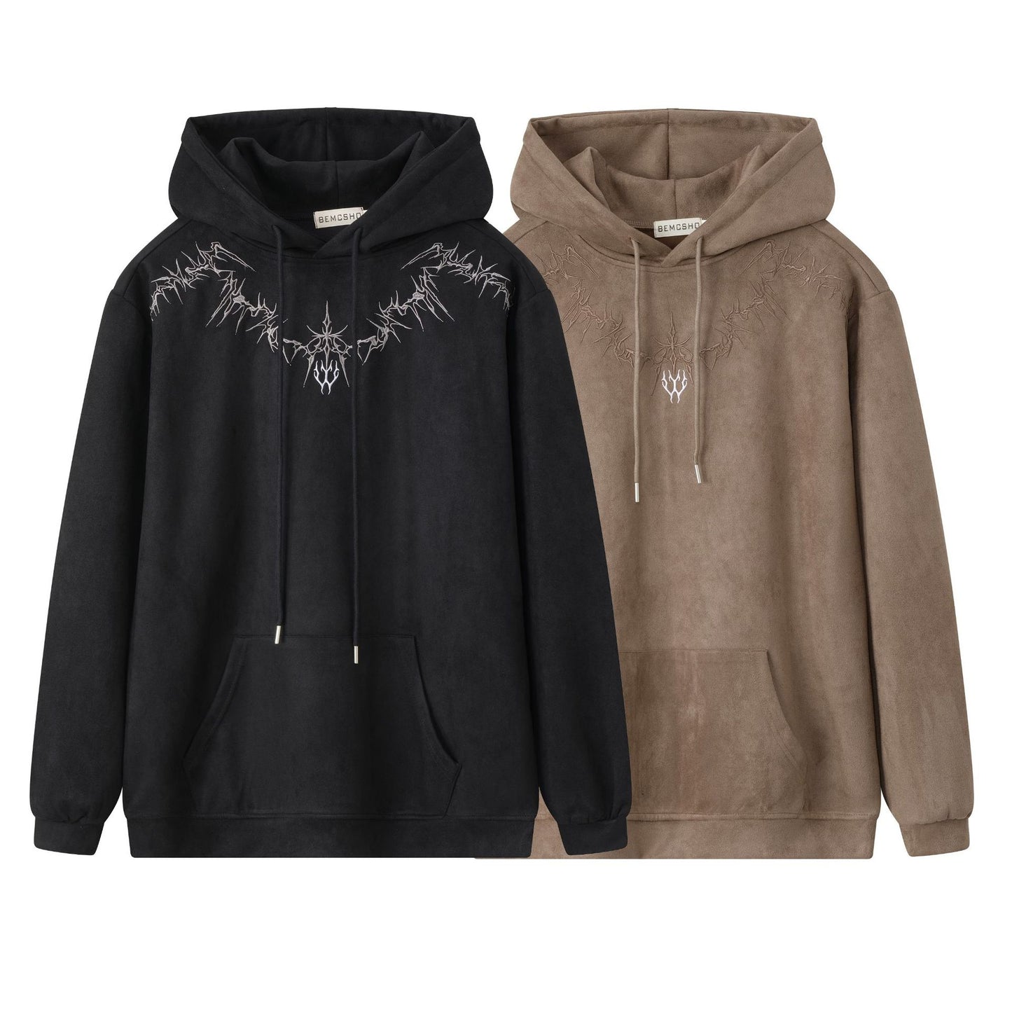 THORN EMBROIDERY SUEDE HOODIE WN11447