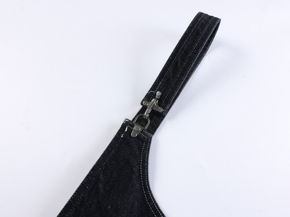 Detachable Suspender Buckle High Waist Wide Leg Denim Jeans WN28001