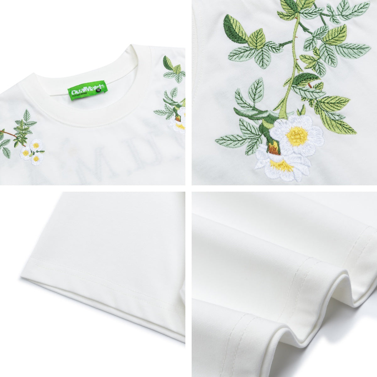 Floral Letter Embroidery Oversize Short Sleeve T-Shirt WN26880
