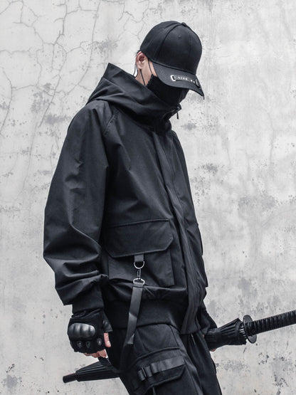 Functional Hooded Ribbon Strap Short Jacket WN22496