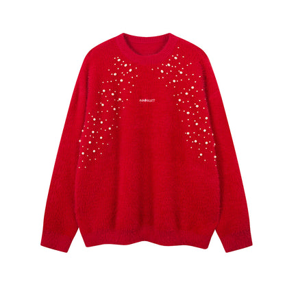Pearl Decor Fuzzy Knit Sweater WN21850