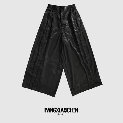 Lightweight Patterned Design Wide Leg Trousers WN20192