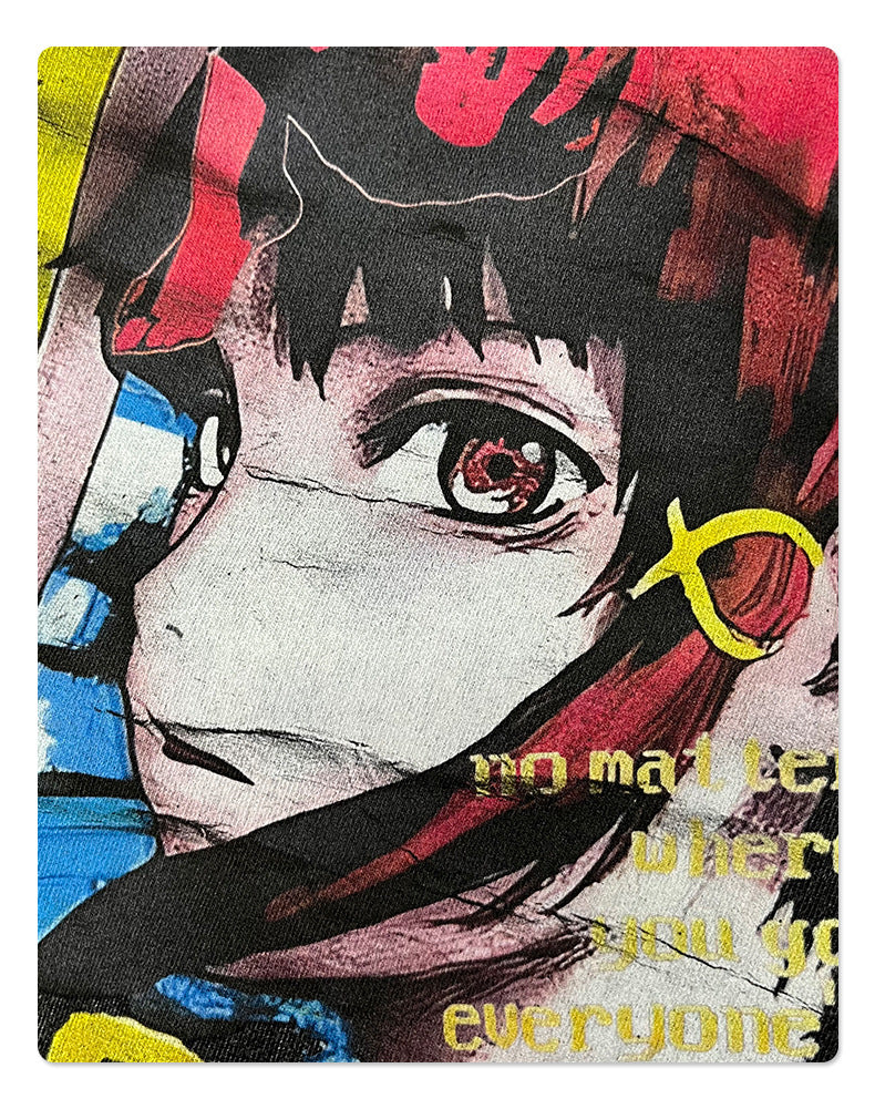 Cartoon Girl Print Washed Short Sleeve T-Shirt WN16269