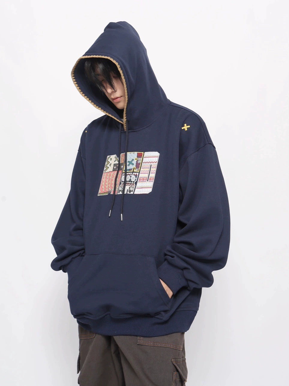 Fabric Embroidery Oversize Hoodie WN8744