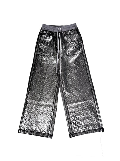 Embossed Silver Coating Design Cargo Pants WN18088