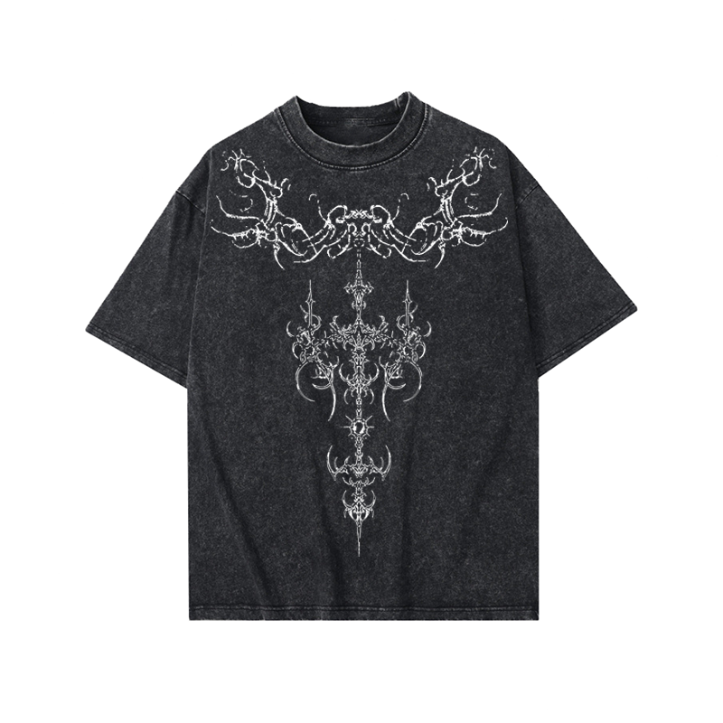 Washed Graphic Print Oversize Short Sleeve T-Shirt WN15993