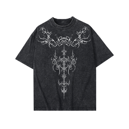 Washed Graphic Print Oversize Short Sleeve T-Shirt WN15993