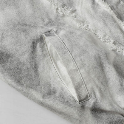 Frayed Damage Hooded Zipper Jacket WN27974