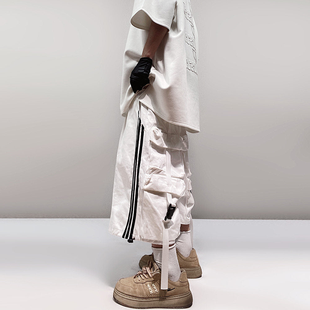 Pocket Design Wide-leg Cropped Cargo Pants WN23660-K