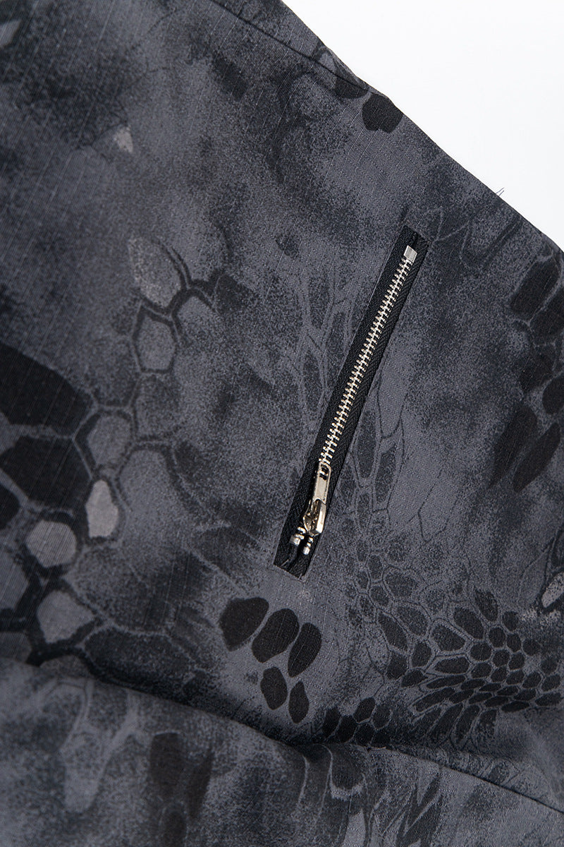 Snakeskin Pattern Wide-Leg Denim Jeans WN15034