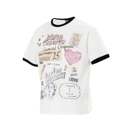 Ringer Graphic Print Short Sleeve T-Shirt WN25891