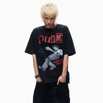 Portrait Print Cotton Oversize Short Sleeve T-Shirt WN27341