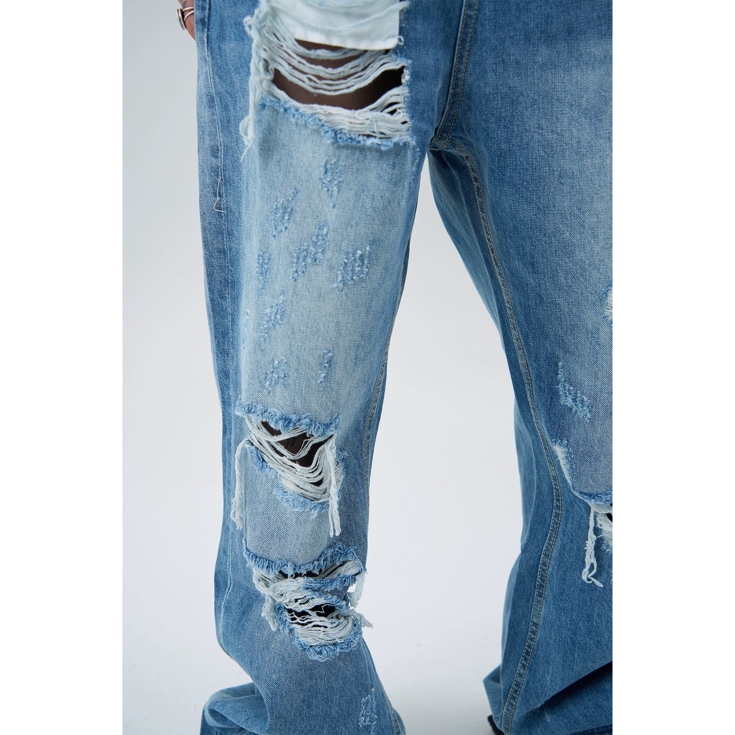 Damage Flare Denim Jeans WN4995