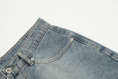 Washed Deconstruction Wide Leg Denim Half Jeans WN26112
