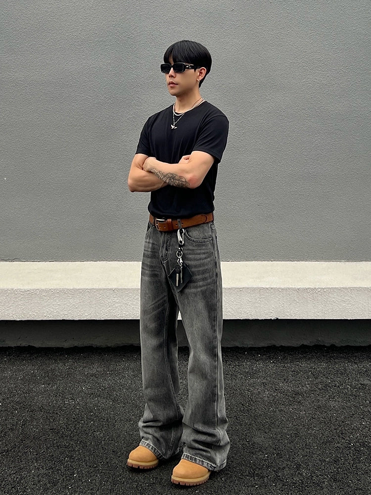 Washed Flare Denim Jeans WN19469