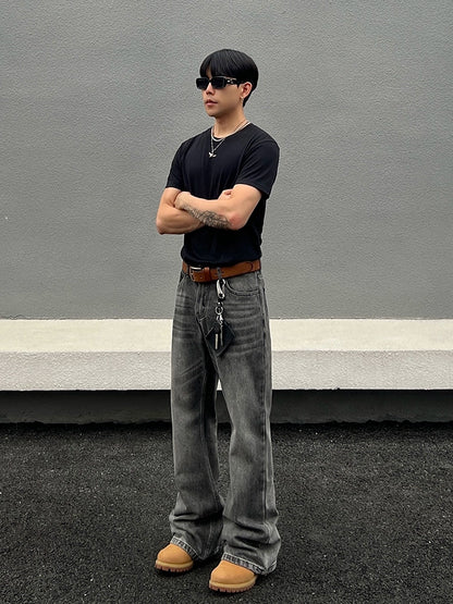 Washed Flare Denim Jeans WN19469