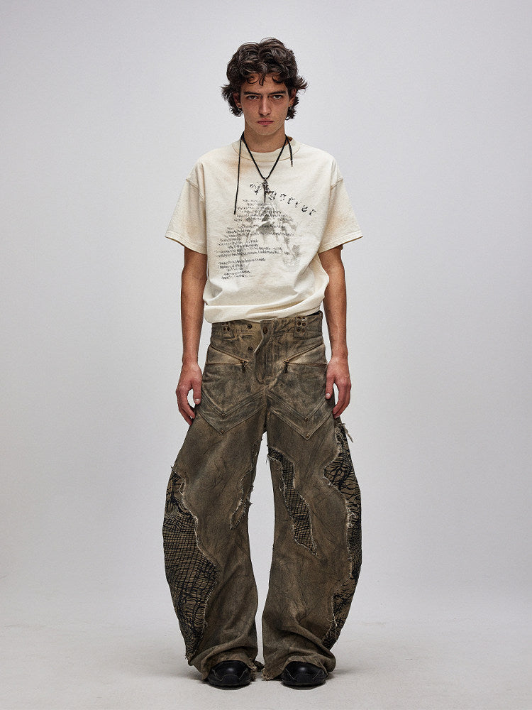 Irregular Cutout Panel Curved Pants WN27426