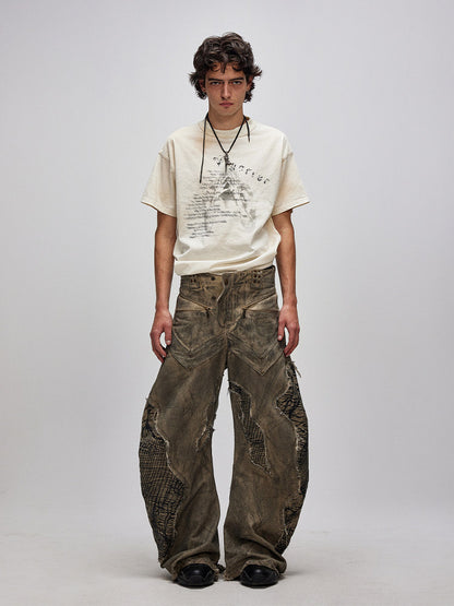 Irregular Cutout Panel Curved Pants WN27426