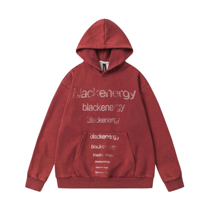 Washed Letter Print Hoodie WN25506