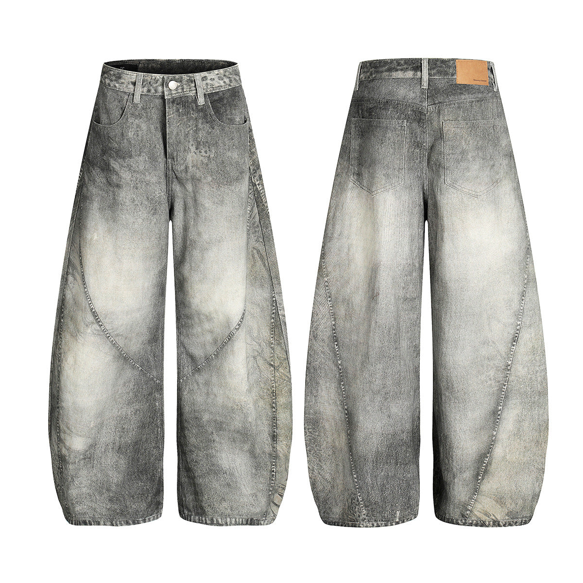 Washed Wide Leg Curved Denim Jeans WN23033