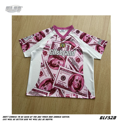 Sporty Graphic Print V-Neck Short Sleeve T-Shirt WN26450