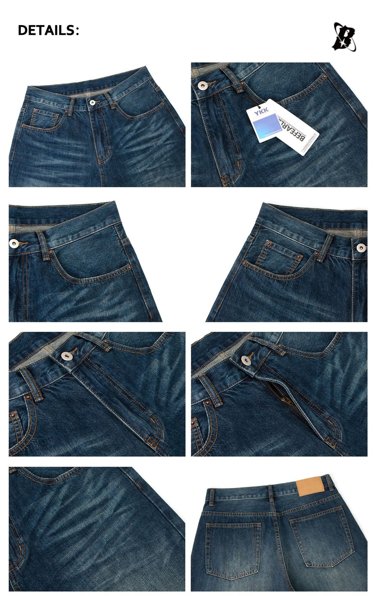 Heavyweight Washed Whisker Straight Flare Denim Jeans WN26318