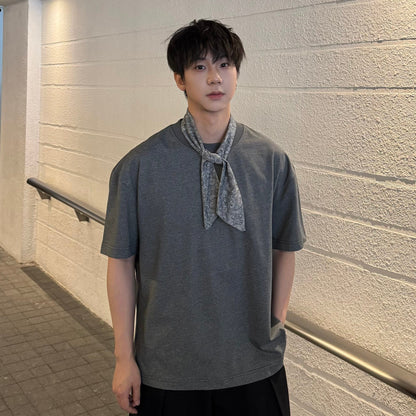Scarf & Plain Short Sleeve T-Shirt WN25364