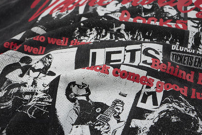 Washed Rock Band Print Short Sleeve T-Shirt WN25485