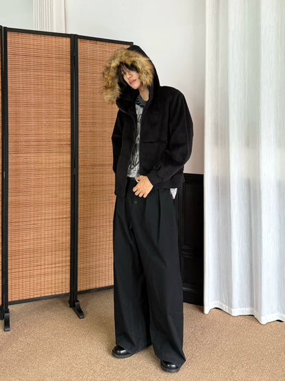 Fake Fur-Collar Zipper Hoodie WN22184