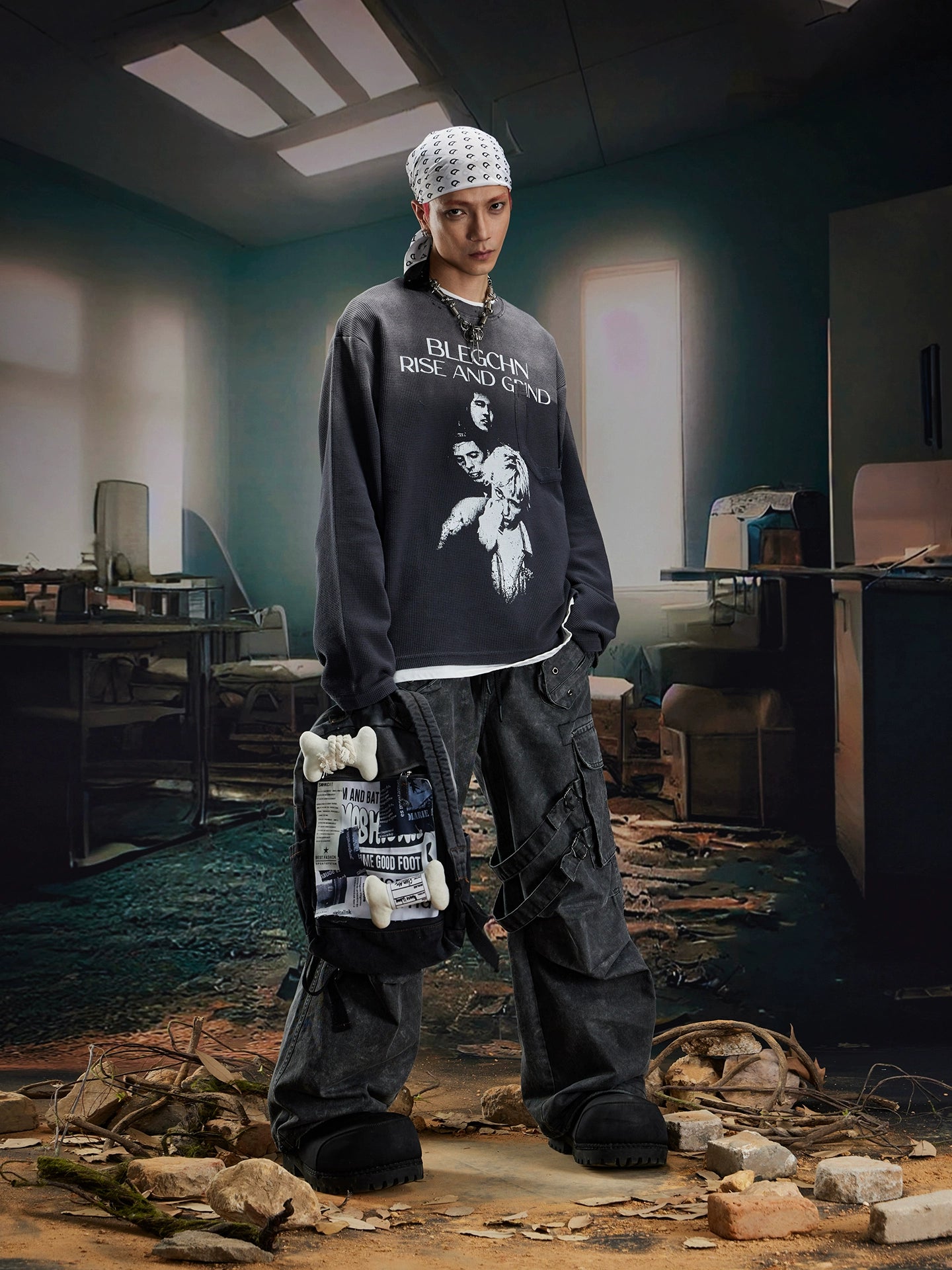 Washed Print Oversize Sweatshirt WN20568