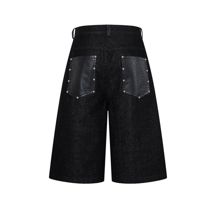 Python Pattern Rivet Denim Half Pants WN25746