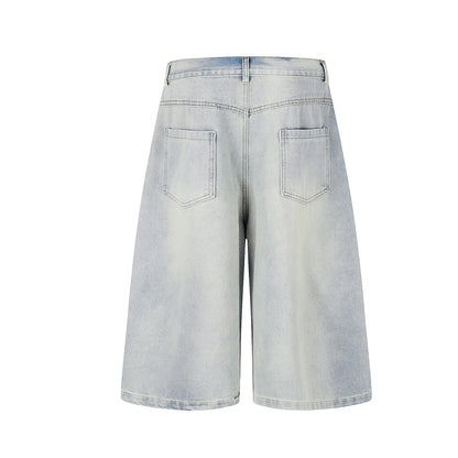 Letter Star Print Denim Half Jeans WN25412