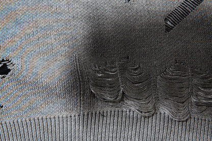 Spray Paint Cross Hole Kint Sweater WN11259
