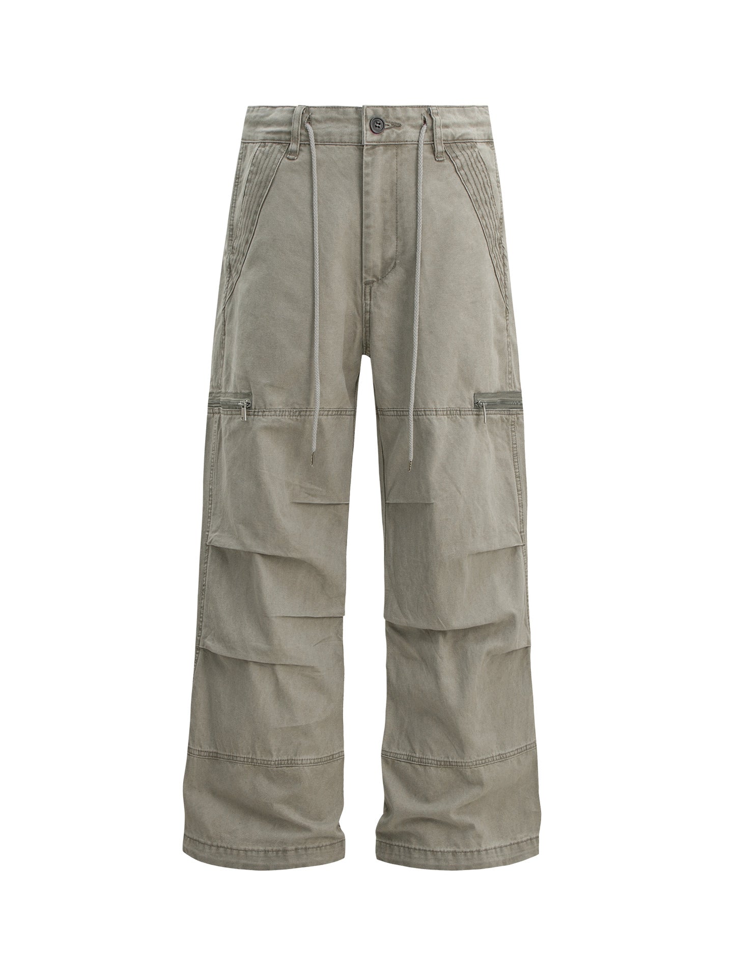 Heavyweight Washed Pleats Wide Leg Cargo Pants WN26307