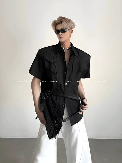 Deconstructed Shoulder-Pad Short Sleeve Shirt WN20060