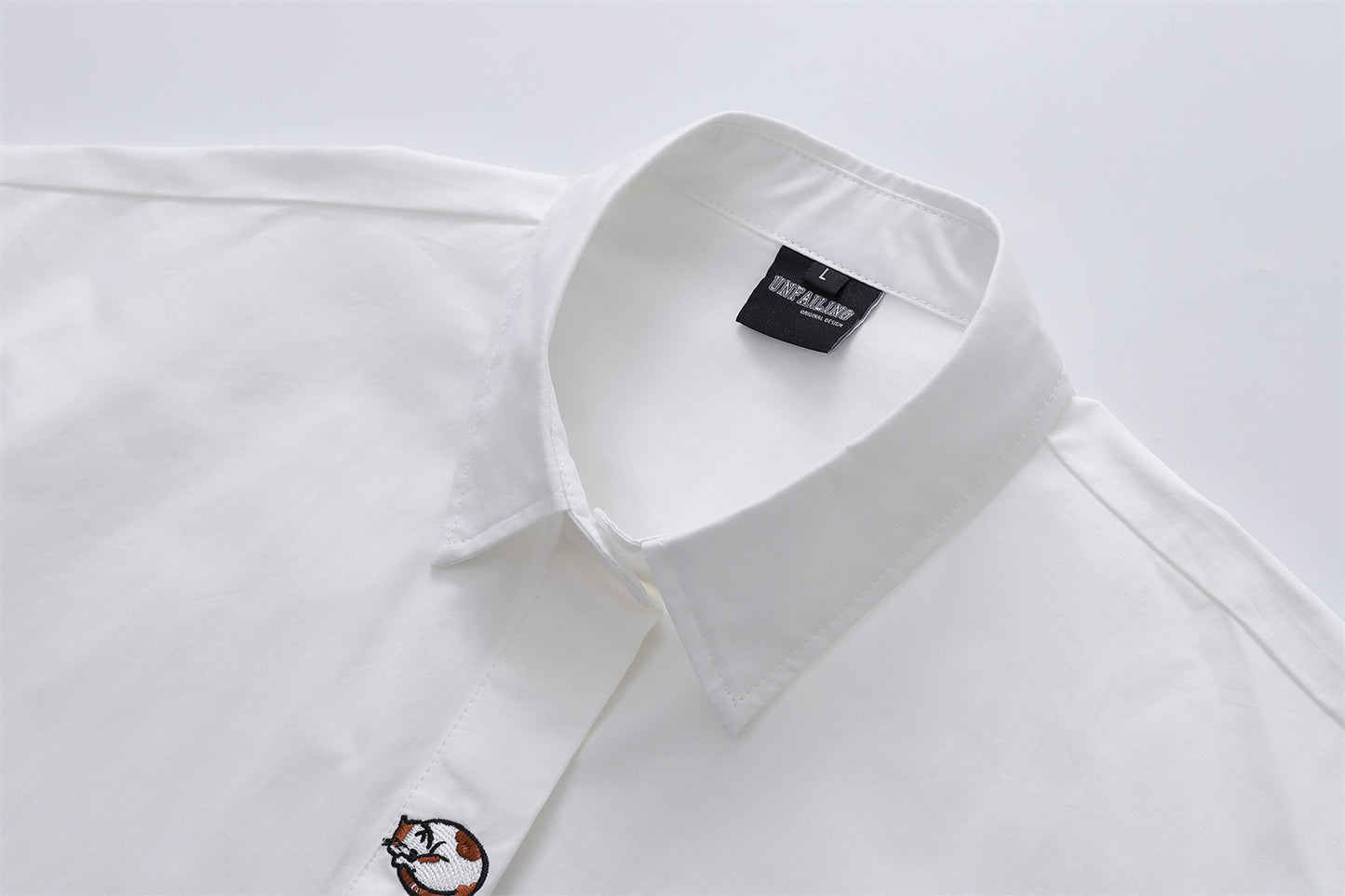 Cat Embroidery Oversize Short Sleeve Shirt WN26845