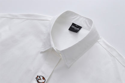 Cat Embroidery Oversize Short Sleeve Shirt WN26845