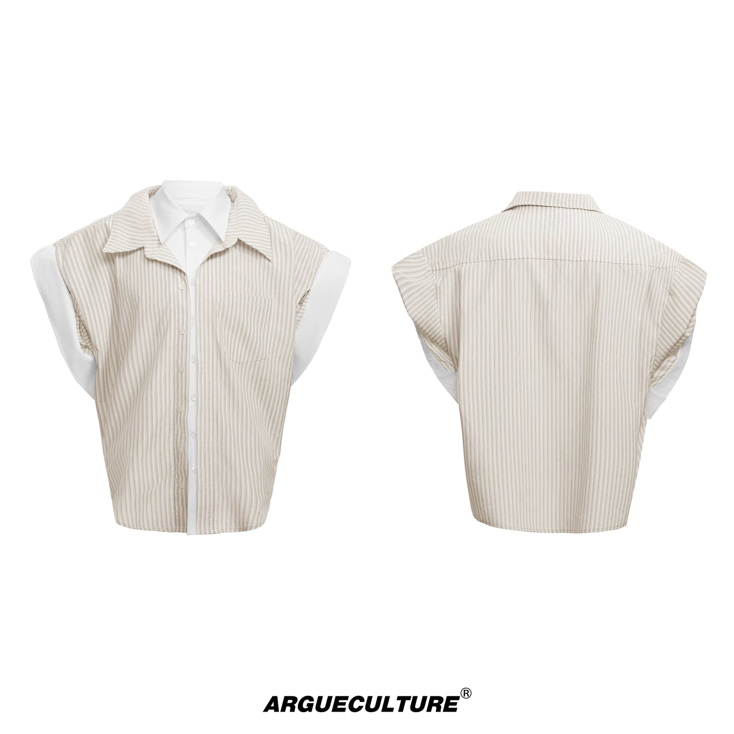 Stripe Fake Layered Short Sleeve Shirt WN18368