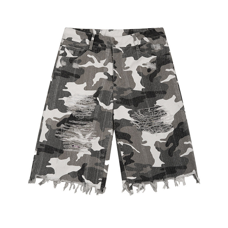 Camouflage Damage Denim Half Pants WN27157