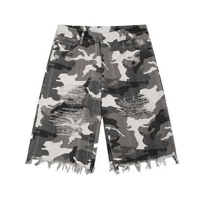 Camouflage Damage Denim Half Pants WN27157