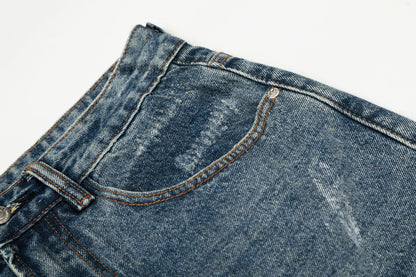 Paint Splatter Curved Denim Jeans WN26128