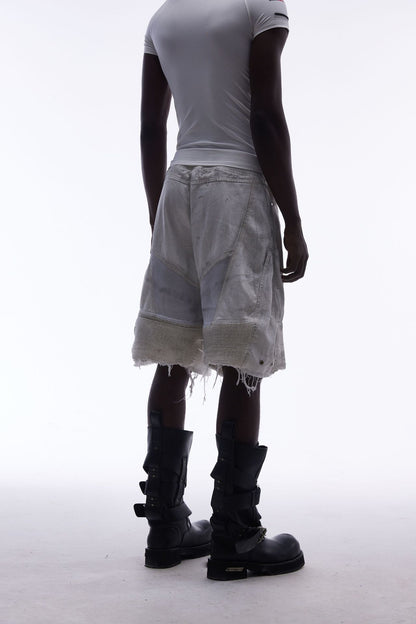 Damage Baggy Half Denim Jeans WN25584