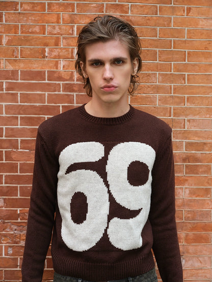 Number Pattern Knit Sweater WN21307