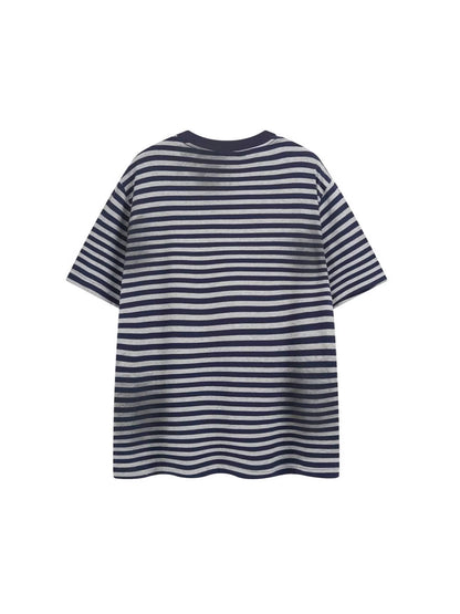 Cross Stripe Heavyweight Drop-Shoulder Oversize Short Sleeve T-Shirt WN27867