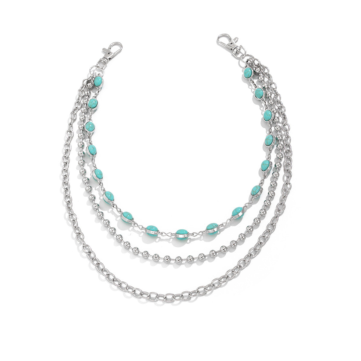 Turquoise Beads Metal Pants ChainWN21069