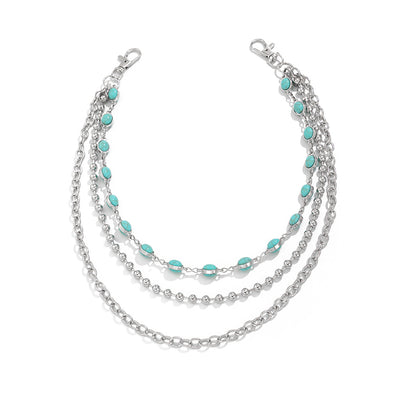 Turquoise Beads Metal Pants ChainWN21069